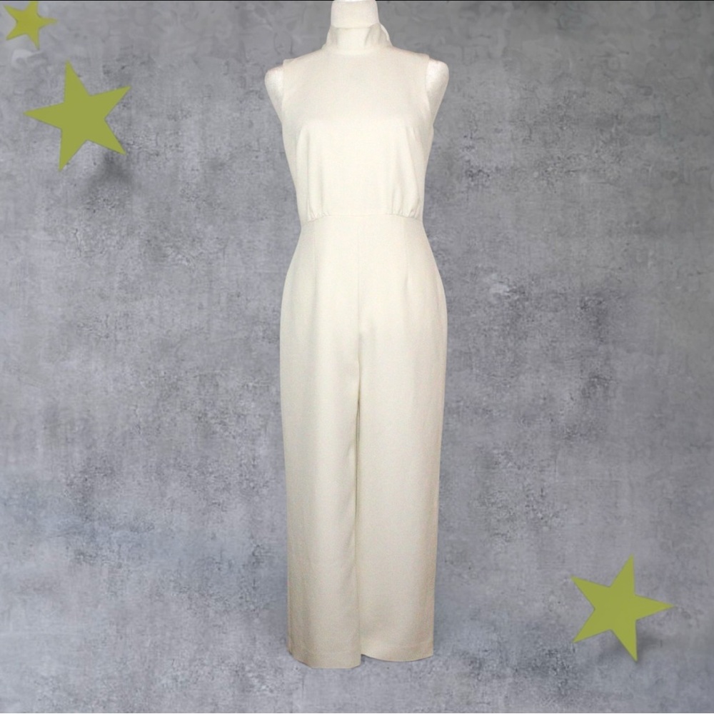 Club Monaco Minimalist Cream Sleeveless Jumpsuit